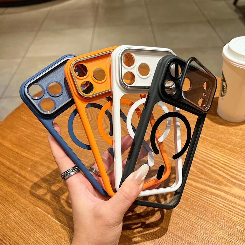 For iPhone 18 17 16 15 Pro Max Magsafe Clear Invisible Lens Bracket Lens Full Protector Protection AI Button Hybrid Case