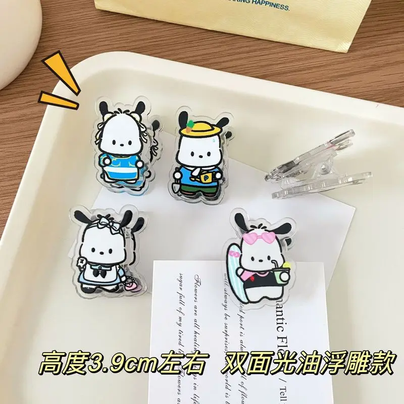 2024 New Sanrio  Double-sided Cartoon Glossy Oil Relief Pacha Dog Sealing Clip Cartoon Cute Mixed Wholesale Pp Note Clip