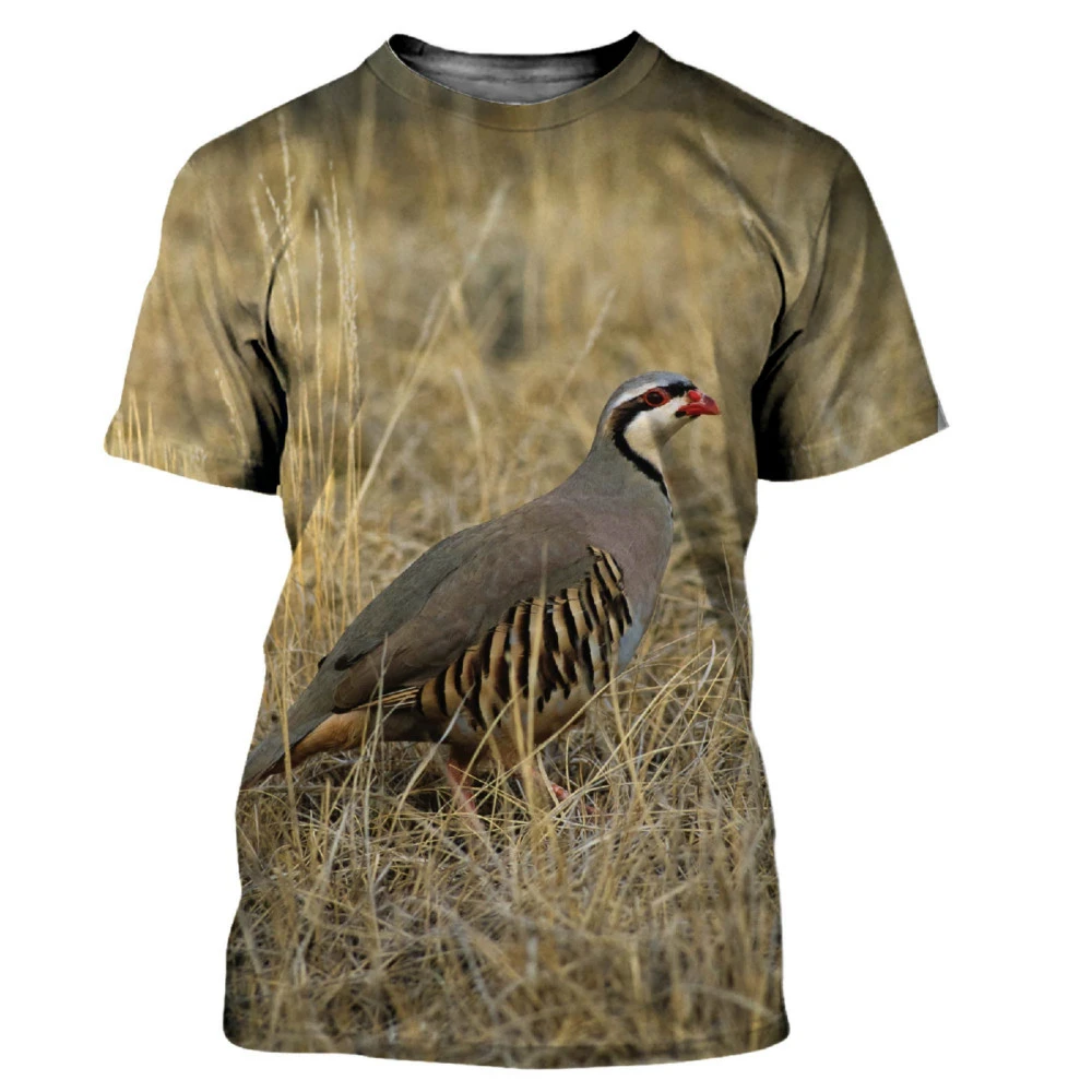 Camouflage Hunting Animals Quail 3D Print Summer Men\'s O-Neck T-shirt Casual Short Sleeve Oversized T Shirt Fashion Men Clothing