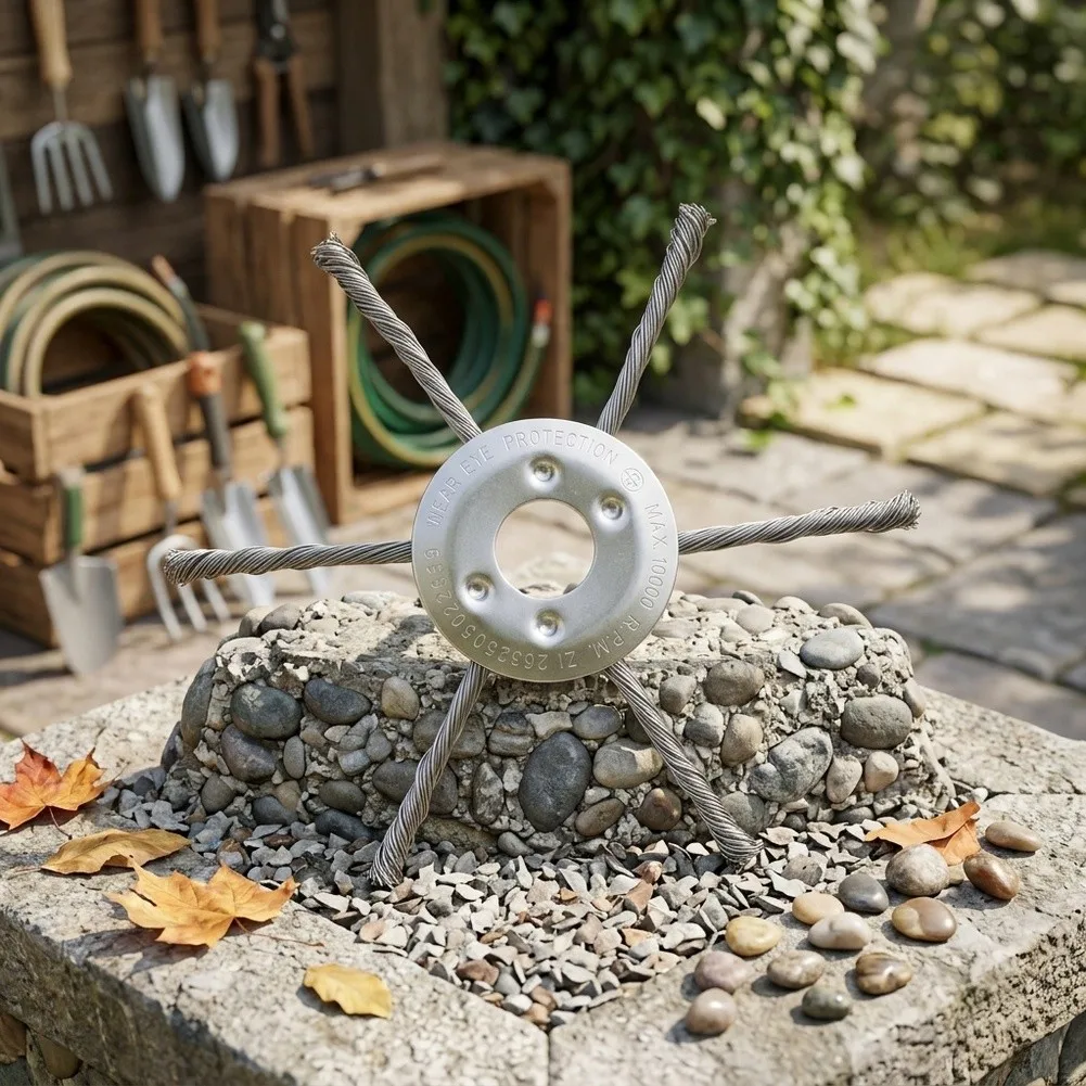 6 Vane Steel Wire Trimmer Head 8 Inch for Straight Shaft Trimmers Optimized for Gardens Orchards Stone Paths and Hardscapes