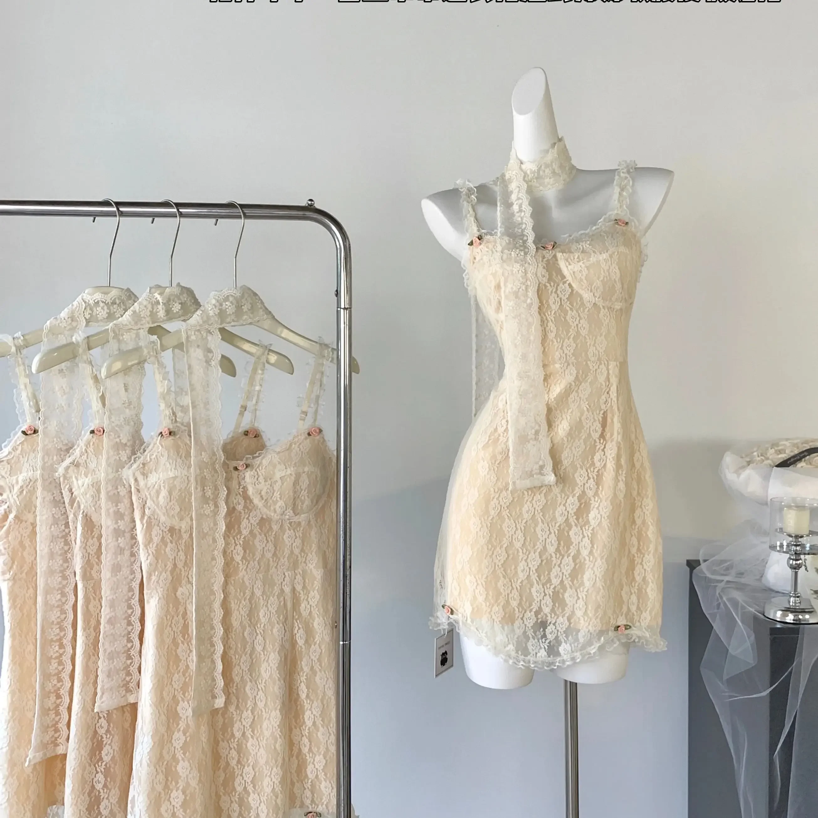 

Women's Yellow A-line Lace Dress Elegant Sleeveless Off Shoulder Mini Dresses Vintage Y2k One Piece Frocks 2000s Clothes Summer