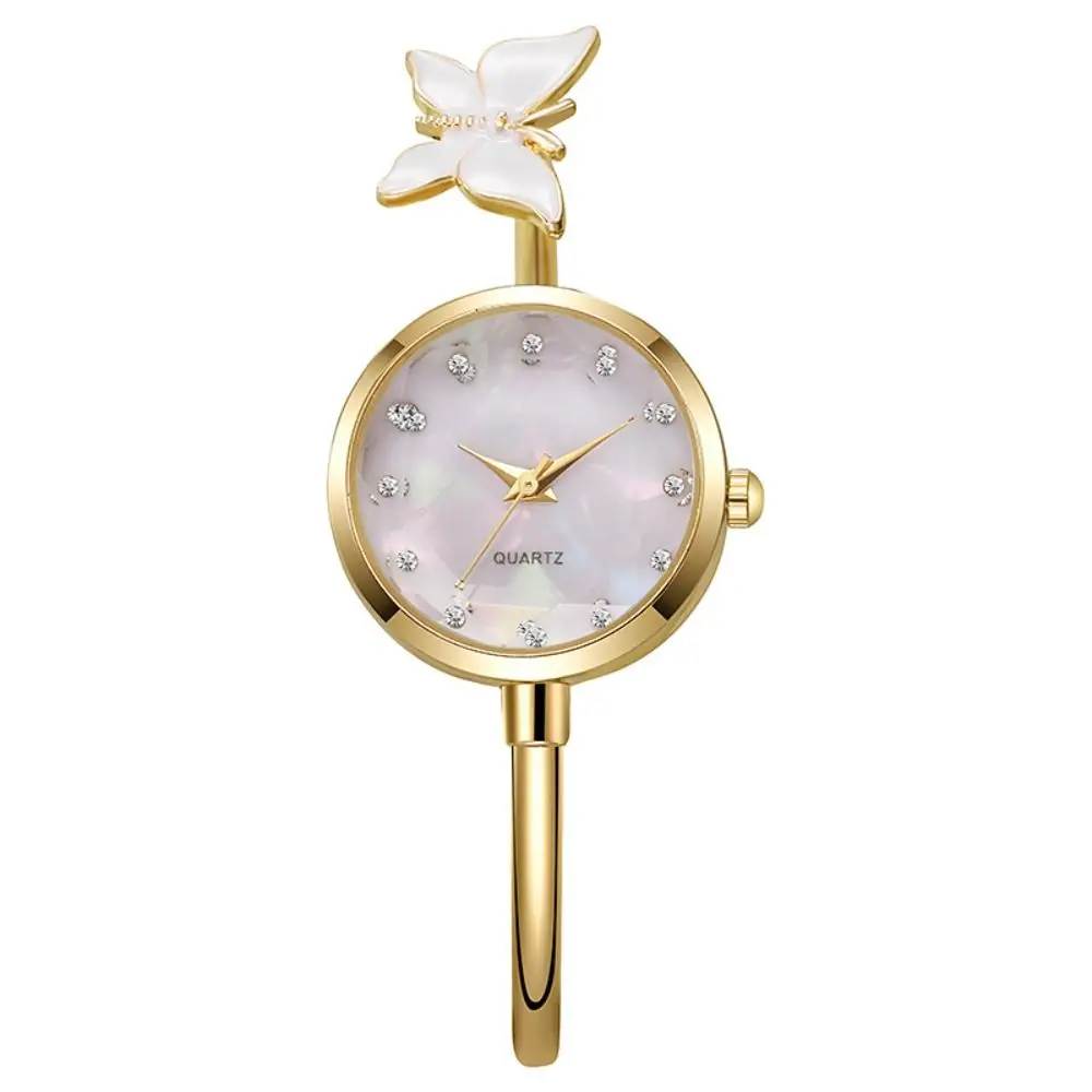 Mother of Pearl Dial Butterfly Bangle Watch Butterfly Motif Quartz Movement Open Cuff Wristwatch Open Cuff Dainty Design