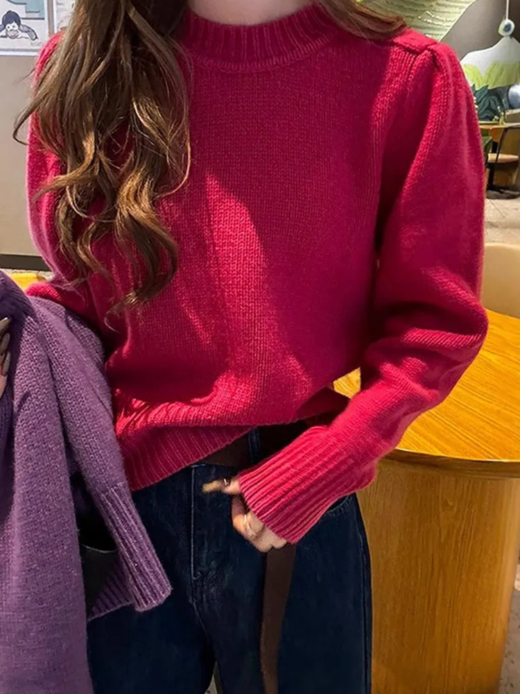 

Новый осенне-зимний однотонный вязаный длинный свек, свободный женский свитер-камер, повседневный, удобный, простой, модный