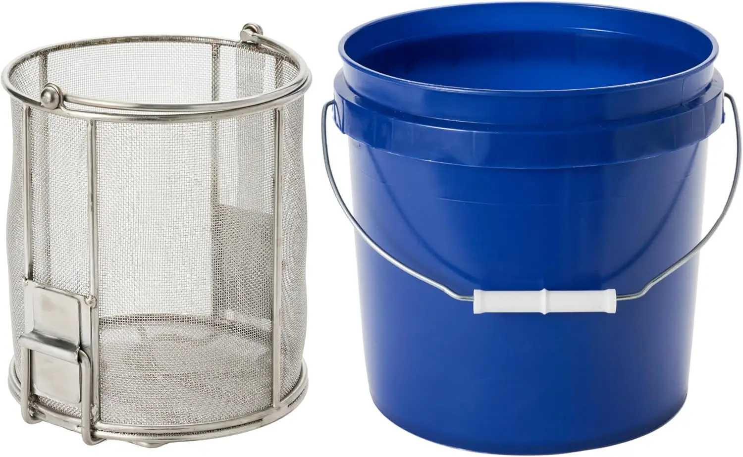 Dip N’ Drain – Stainless Steel Part Cleaning Strainer Basket for 2-Gallon Buckets (Bucket Included) | 1/32″ Mesh, Swing Handle,