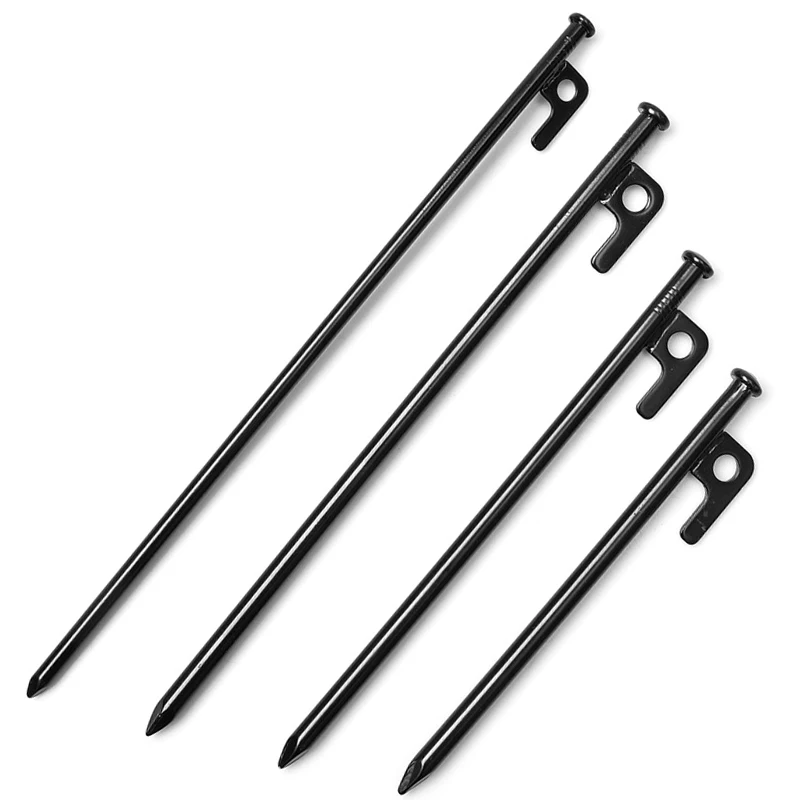 4pcs Heavy Duty Camping Stakes Forged Steel Tent Pegs Nail For Garden Dessert Snowfield Ice Grassland Canopy Rain Tarp