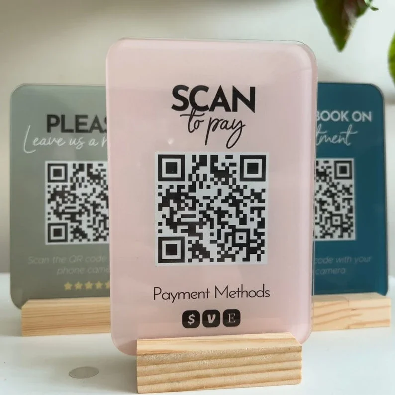 Transparent AcrylicCode Placard Innovative QR Code Ordering and Social Interaction Solutions for Streamlined Payment Experiences