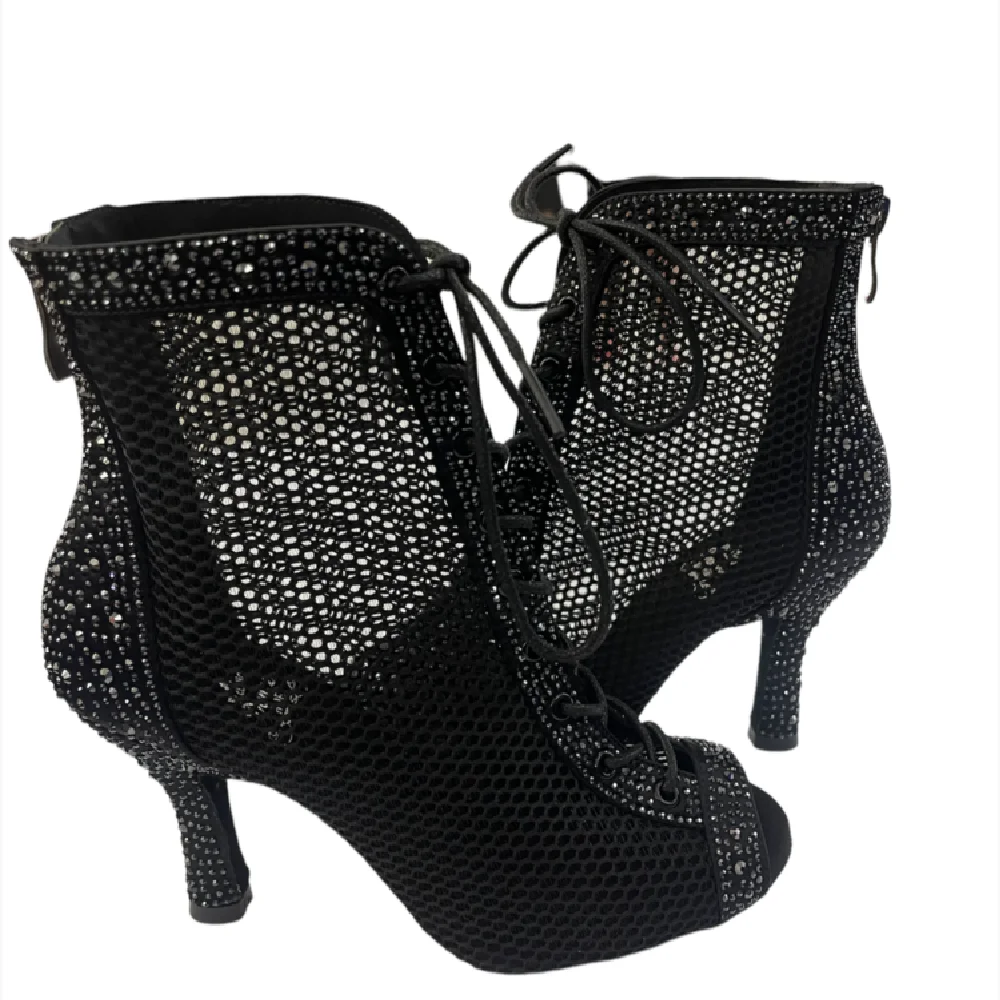 Botas de baile para mujer, zapatos de baile de Salsa Tango para niñas, zapatos de baile deportivos de gamuza, zapatos de baile de salón para fiesta y Club de tacón alto