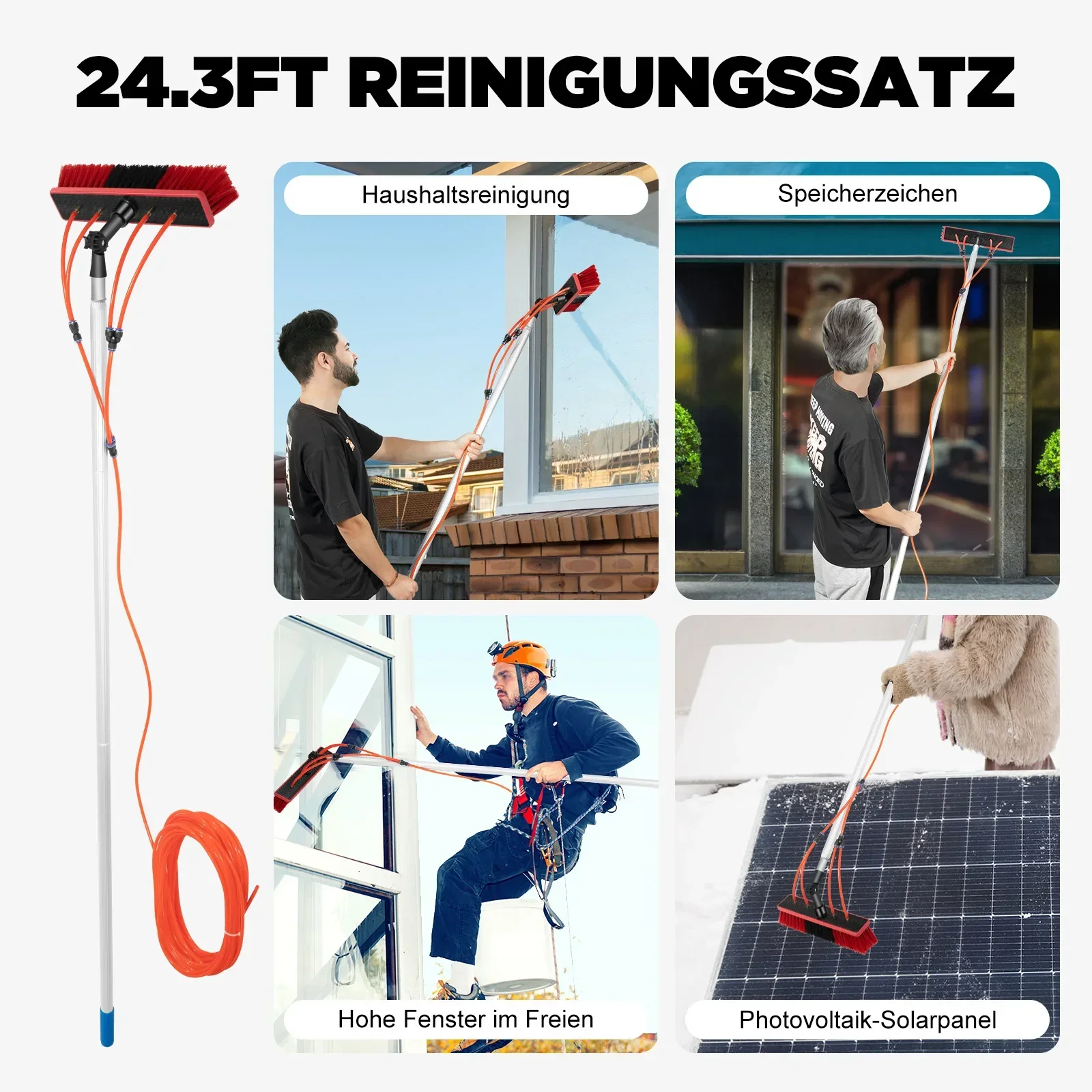 

Window Cleaning Poles Glass Cleaner Window Cleaner Anti-slip Rubber Handle Brush Head Can be Adjusted 180° Left and Right