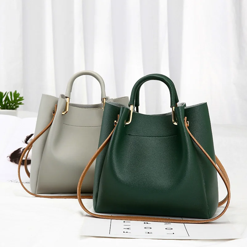 

2023 New Women's PU Bags Buckets Tide Korean Simple Joker Lady Messenger Shoulder ladies hand bags leather bag