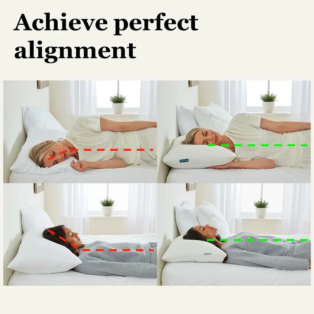 Adjustable Memory Foam Pillow with Temperature Control, Hypoallergenic and Machine Washable Cover