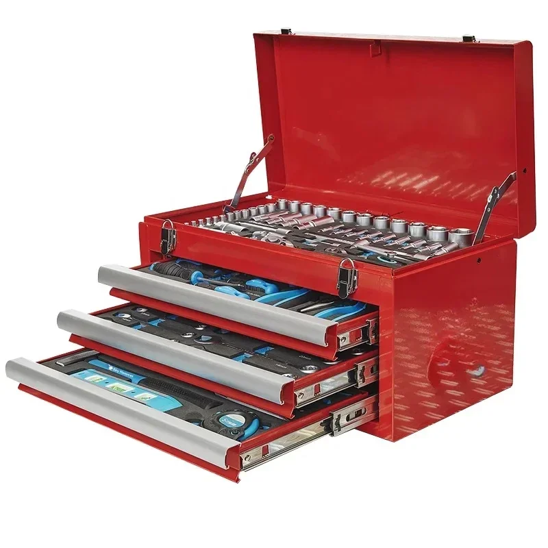 High Quality for CR-V Mechanics Tool Set with 3 Drawer Tool Chest Heavy Duty Toolbox Repair Tool Kit