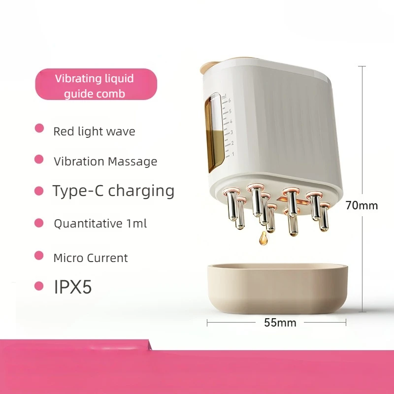 

New Scalp Medicine Supplying Device Electric Vibration Massage Comb Red Light Ems Micro Current Medicine