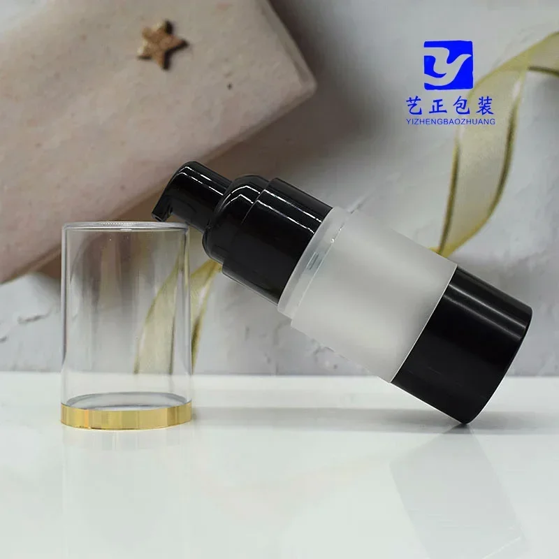 Plastic Black Empty Cosmetic Airless Bottle 15/30/50ml Treatment Pump Travel Vacuum Bottles Cream Holder Container