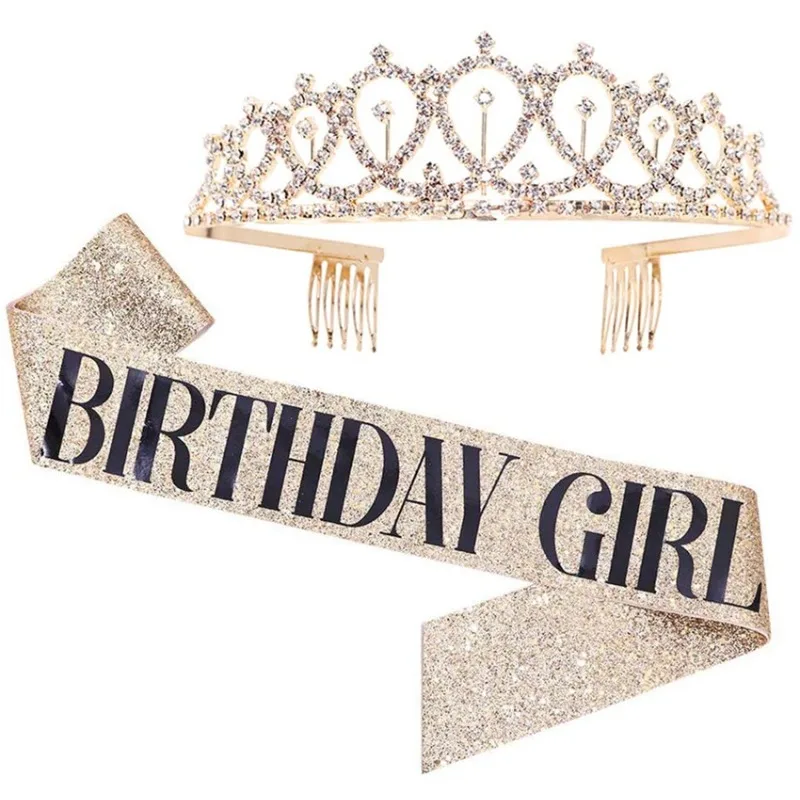1PC Women's Birthday Queen Sash and Crown Set, Glitter Birthday Girl Party Decoration, Suitable for Gifting image 2