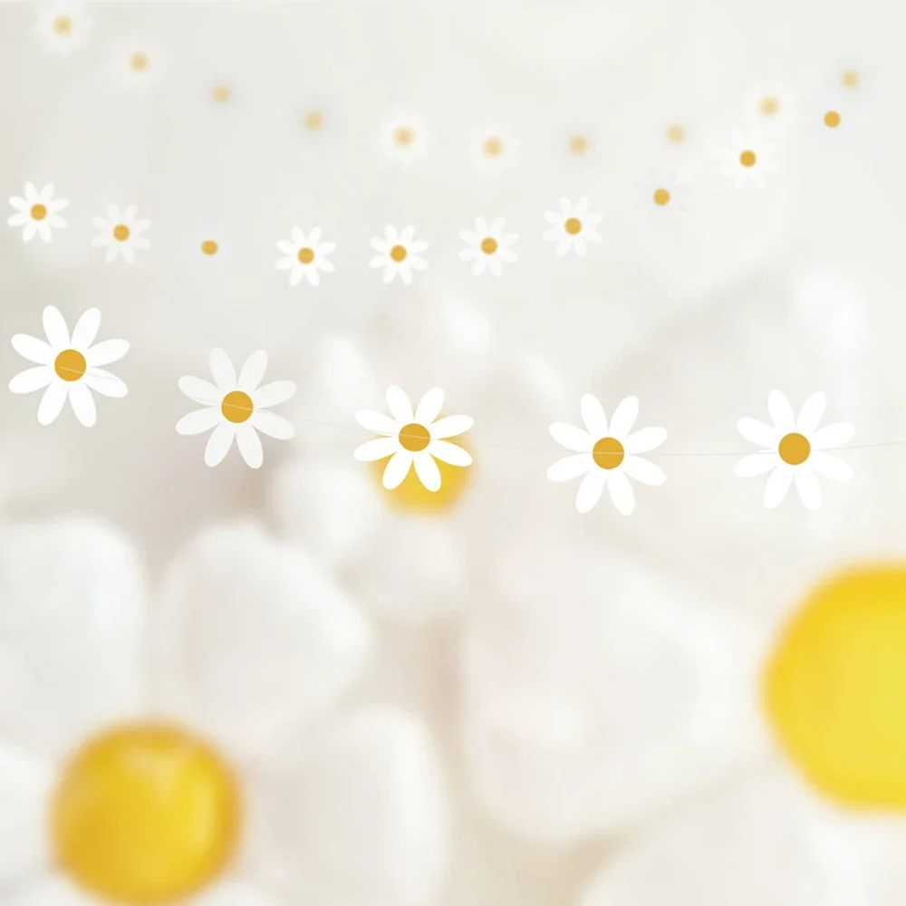 2.5M Daisy Groovy Boho Partyแบนเนอร์DaisyแขวนSwirl Hippie Partyอุปกรณ์ตกแต่งDaisyกระดาษCutoutsสําหรับวันเกิดDecor