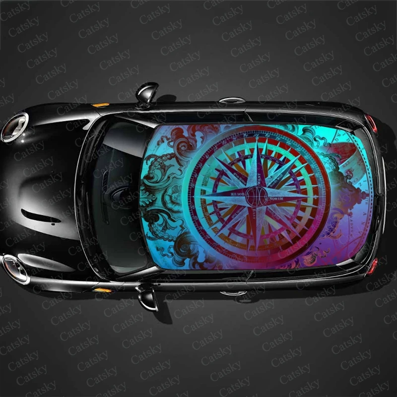 compass Car sticker decal roof sunroof decorative sticker vinyl film modified self-adhesive car sticker decal