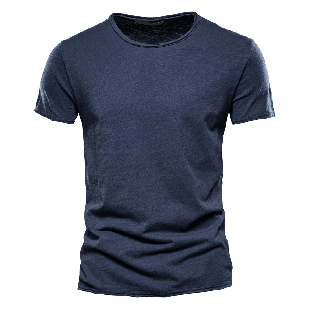 Tshirt man 2026 casual Summer new solid-color short-sleeved slim bambus-joint cotton European-sized T-shirt men's clothing