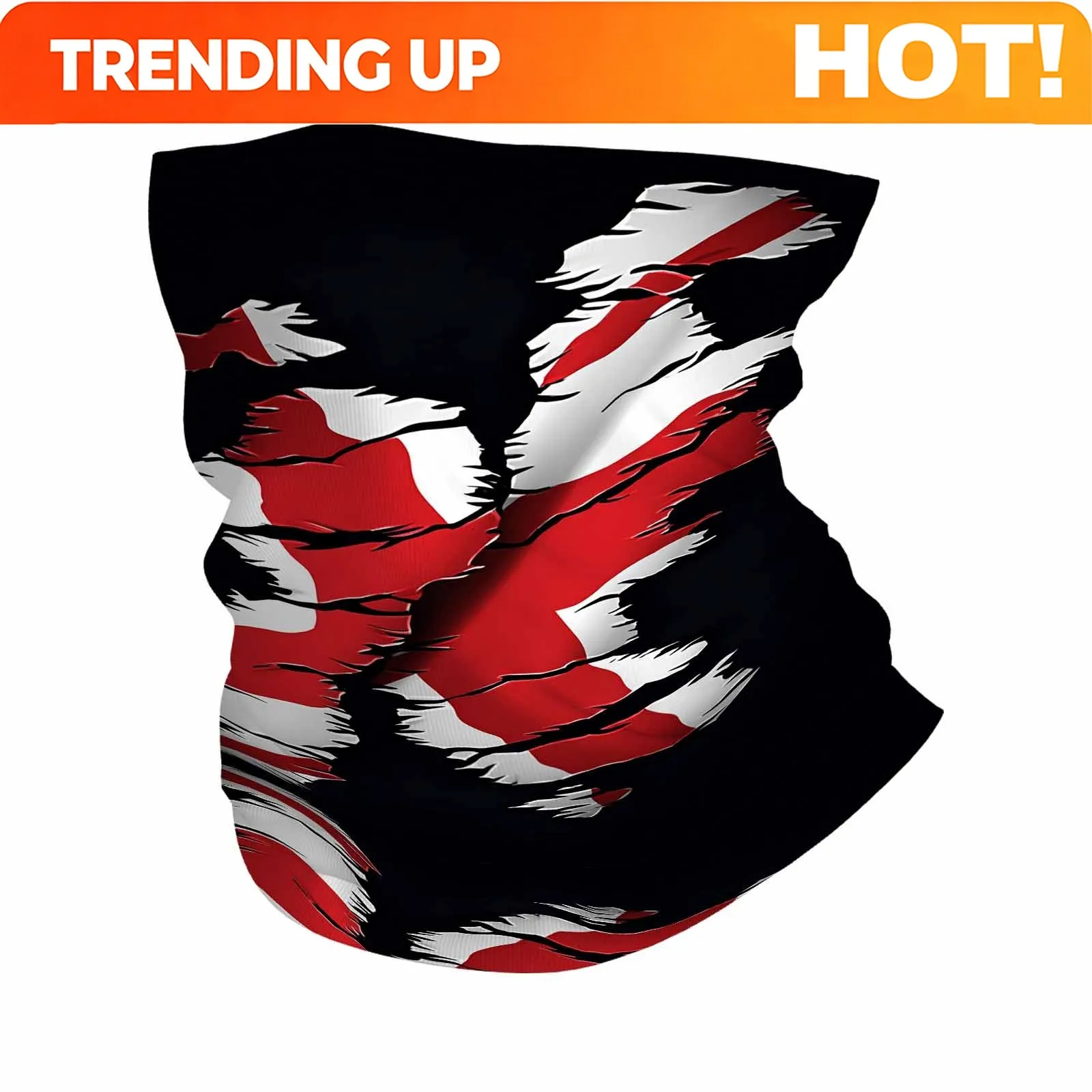 Customization Torn Flag, Red And White, Bleeding Novel Design Multi-Functional Printed Scarf Suitable For Outdoor Men Women