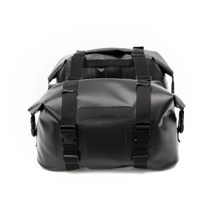 Logotipo personalizado de alta calidad 28L TPU impermeable negro motocicleta alforja suave bolsa lateral de sillín de calidad para viajes ciclismo