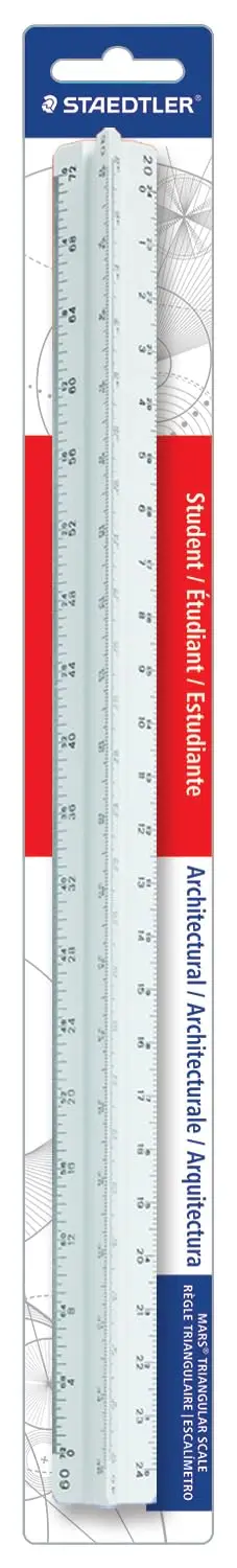 

Architect Triangular Scale 12-Inch, 6 Scales, Easy-Read Graduations, Student Grade