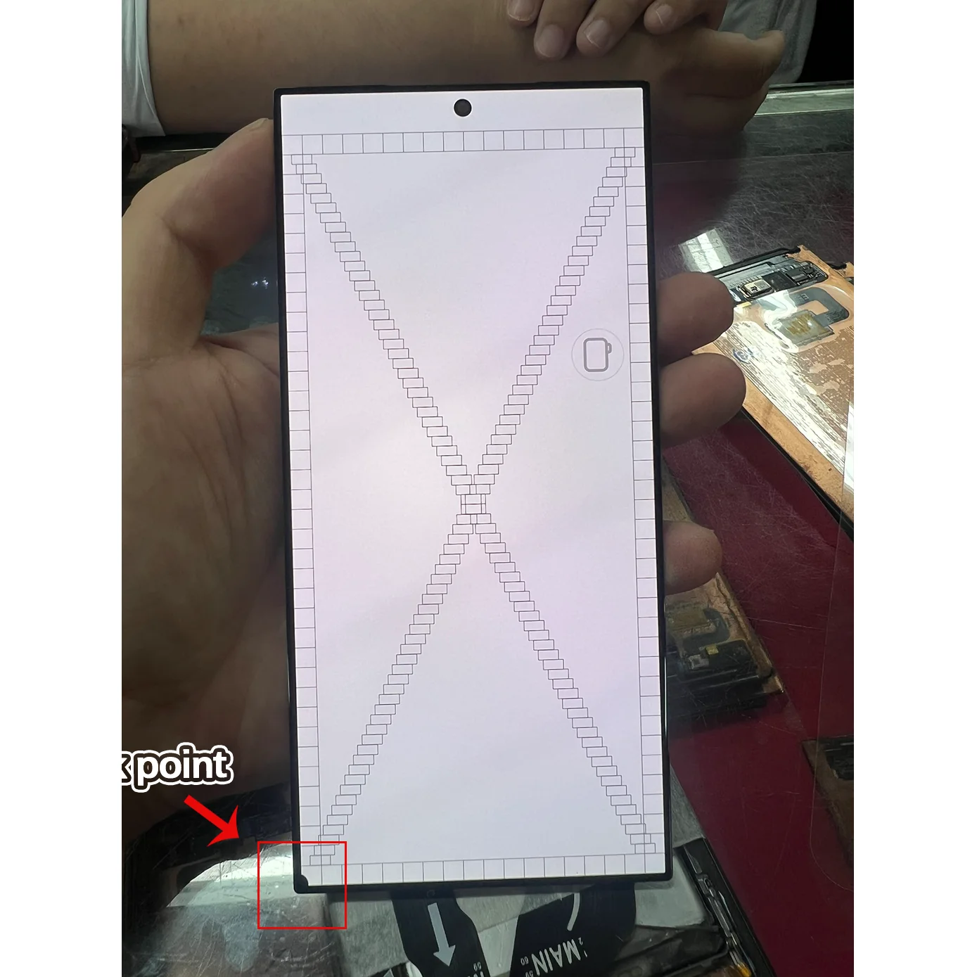 Zwarte vlekken voor Samsung S24 Ultra S928E, defecte LCD-scherm- en touchscreenmodule, inclusief digitizer, met defect voor S24U LCD.
