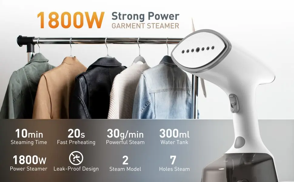2 إعدادات للبخار 2000 واط ملابس الملابس E16 ملابس محمولة عالية الطاقة LED تعمل باللمس 1500 واط طلاء أخضر غير لامع
