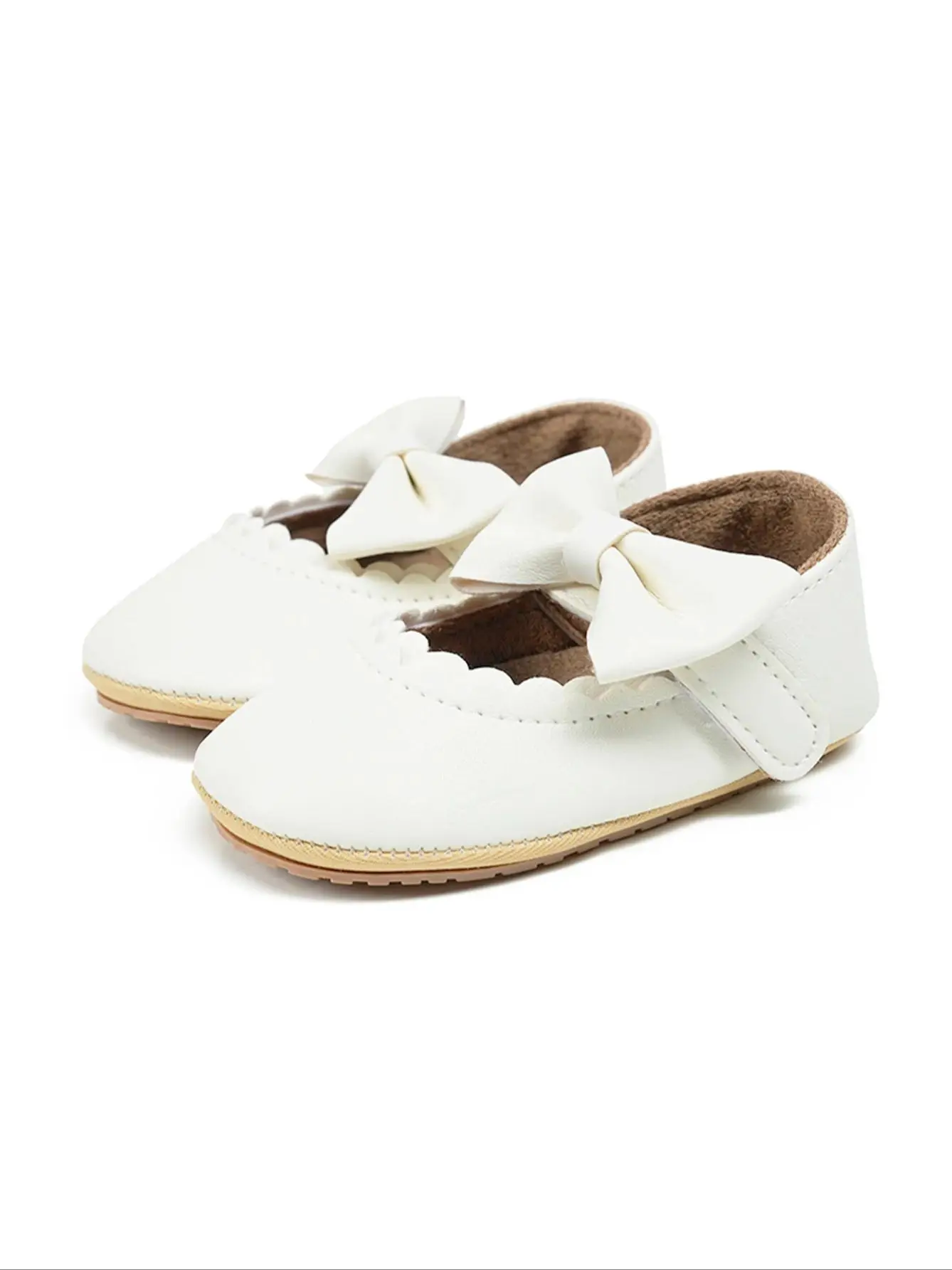 Cute Princess Baby Shoes 0-1 Year Old Walking Shoes with Bow PU Hard Sole Anti-Slip Spring Autumn Style for Little Girls