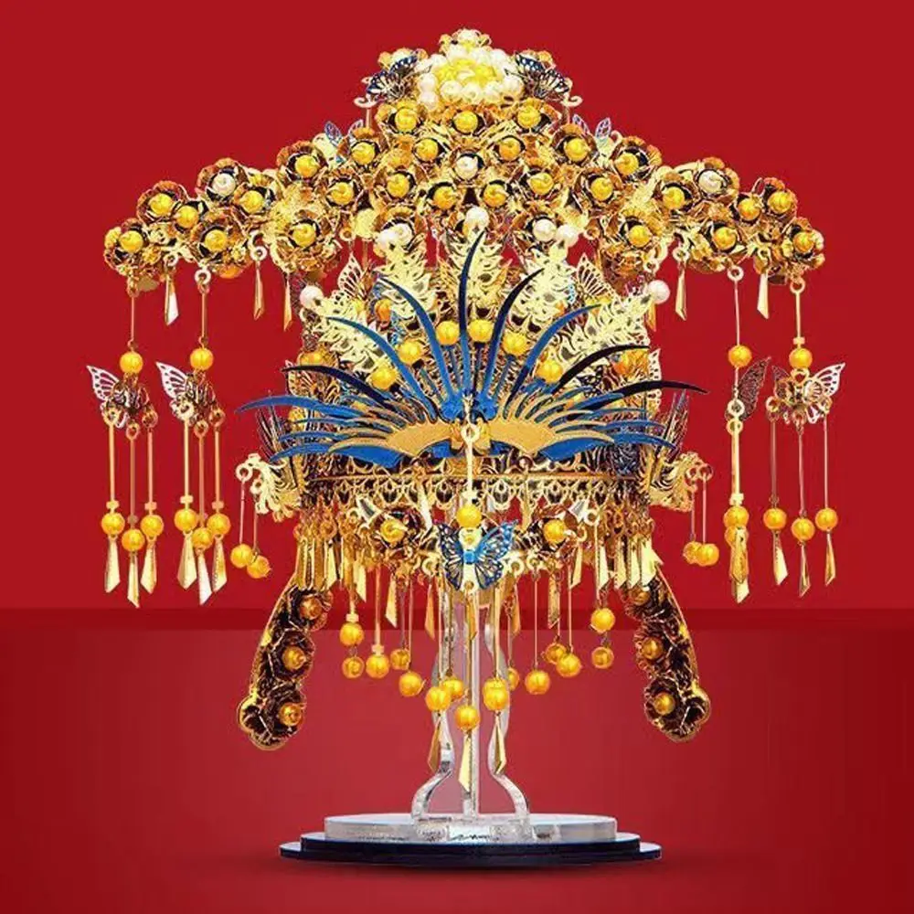 

Phoenix Crown Ten Mile Red Makeup DIY Sedan Bridal 3D Metal Puzzle Model Kits Wedding Bed Bird Crown Building Kits Toys