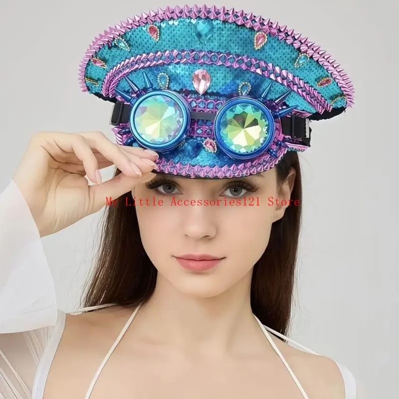 Goggles Captain Caps Music Festival Hat Adult Unisex Cosplay Costume Props Hats