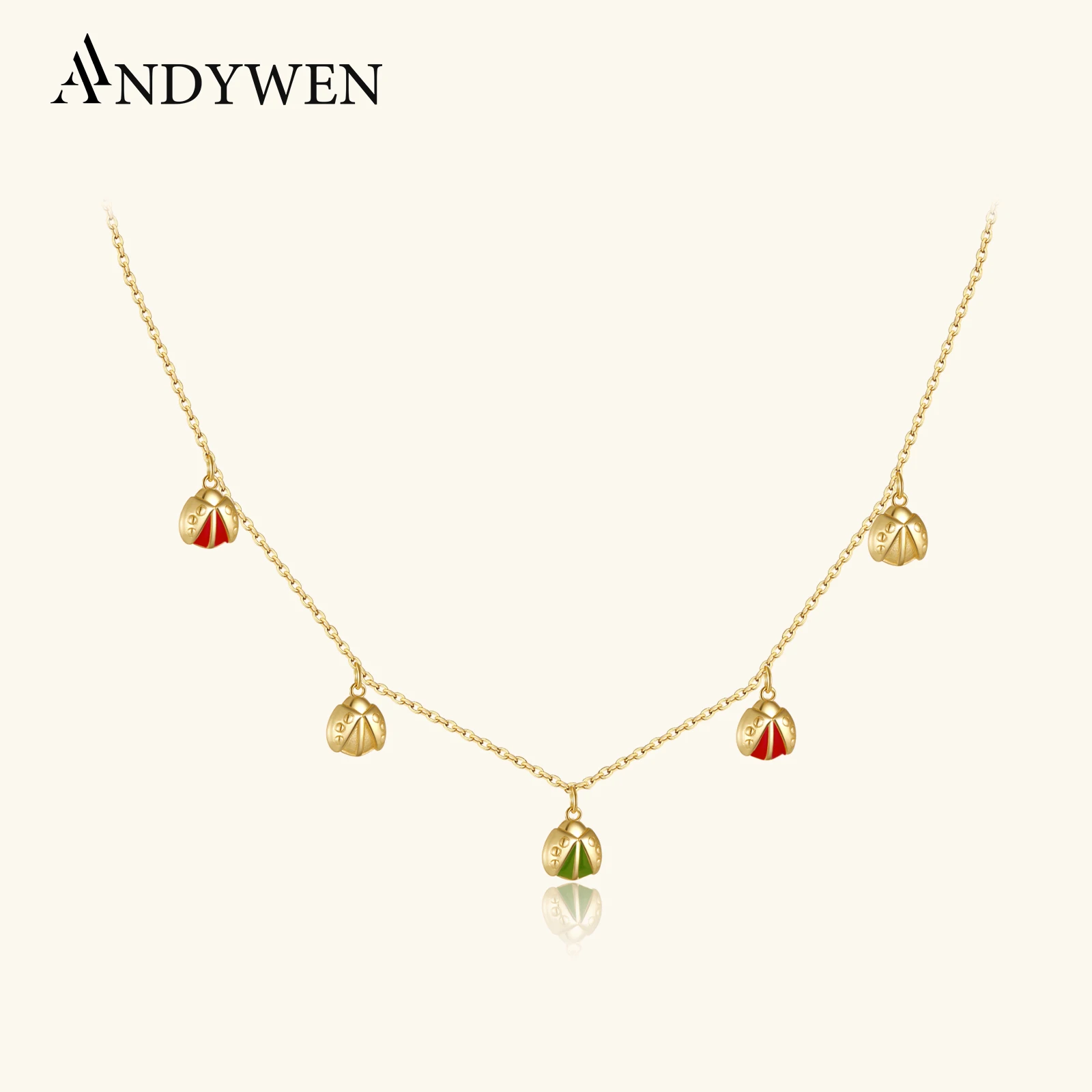 

Женское колье с золотистыми бусинами и эмалью, в виде яблока