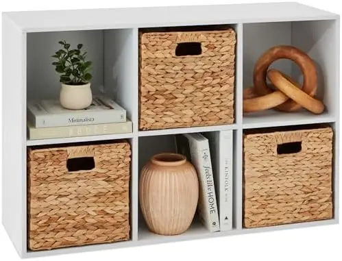 6-Cube Storage Organizer, 11in Shelf Opening, Bookcase, Display Shelf, Customizable w/ 3 Removable Back Panels  White