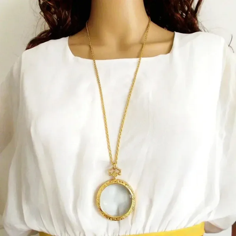 

1PC 3x Portable Creative Present Fashion Necklace Reading Magnifier Pendant Necklace Decorative Gift Magnifying Glass Loupe