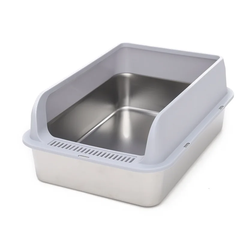 

Stainless Steel Cat Litter Box Extra Large Open-Type Anti-Splash Cat Toilet Durable Non-Stick Tray for Kitten Pet Supplies
