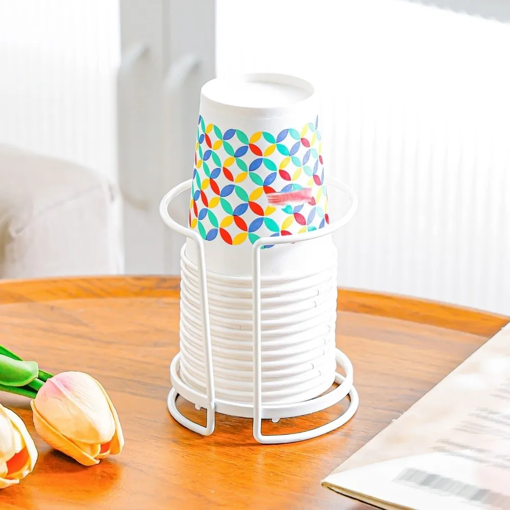 Durable Metal Cup Rack Large Capacity Hollow Out Design Cup Holder Dispenser Single Layer Double Layer Cup Storage Shelf