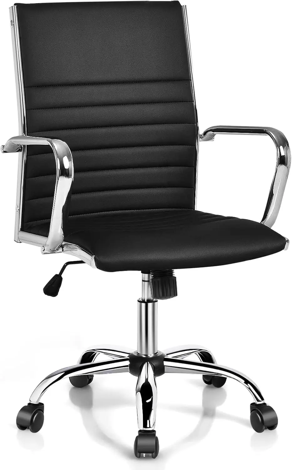 

Giantex Ribbed Office Chair, Ergonomic High Back Executive Conference Chair, Lumbar Support PU Leather Swivel Height Adjustable