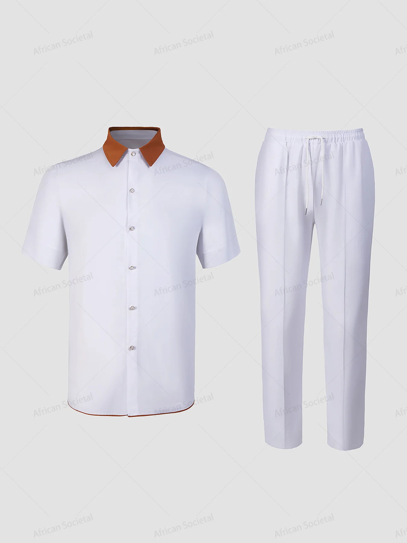 Summer Nigerian White T-Shirt Men Traditional Outfits Men Polo Shirts 2 Piece Set Luxury Clothing Short Sleeved 2024 New In Sets