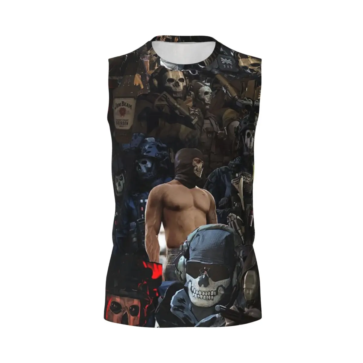 Simon Ghost Riley Men Printed Sleeveless T-shirt Casual Hip Hop Street Style Beach Holiday Tank Tops