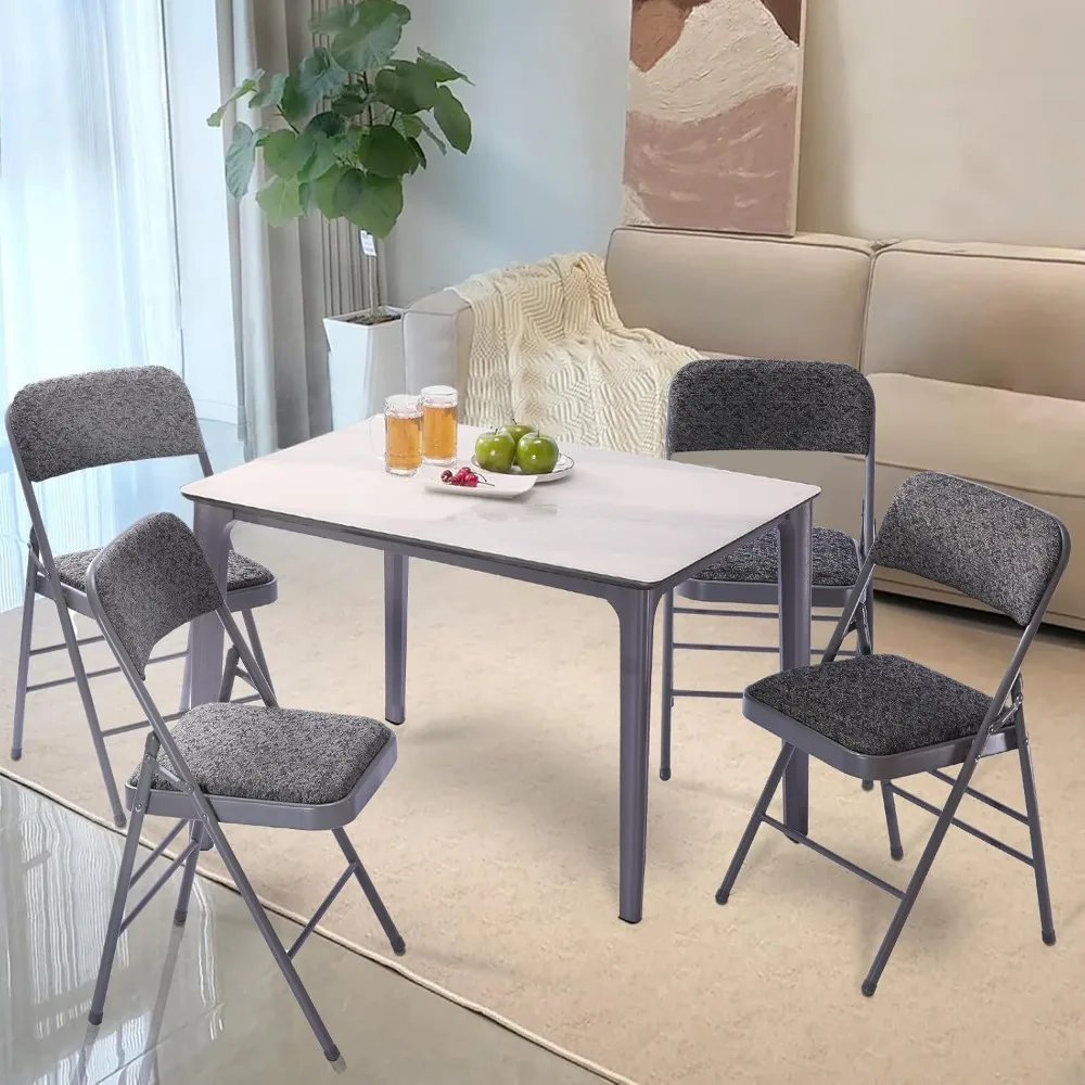 Commercial Grade Fabric Cushioned Folding Chairs, 4-Pack with Padded Seats and Backs for Heavy Use, Ideal for Hospitality and Ou