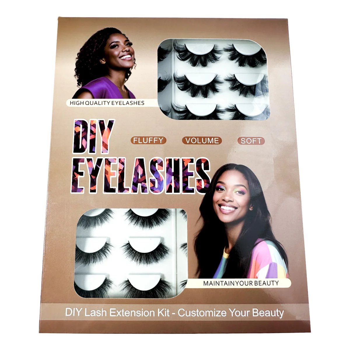 Mix 16 Pairs False Eyelash Volumized Curl 16- 23mm 8DFluffy Slim False Eyelashes For Daily Party Halloween Cat Eye Wispy Lashes