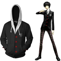 5 Cosplay Costumes Clothes Hoodie Sweatshirt With Hat Akira Kurusu Morgana Black School Uniform Women Clothing Jackets SDF5YTH