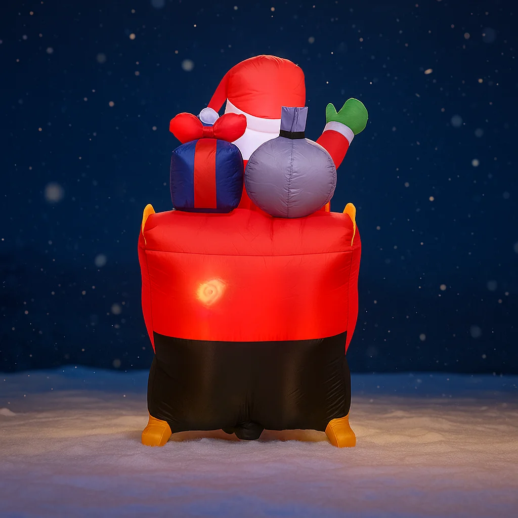 Decoración inflable LED de 10,1 pies para patio de Navidad, trineo de Papá Noel, adornos de decoración de 3 renos, regalos de juguete, suministros de Navidad, decoración navideña