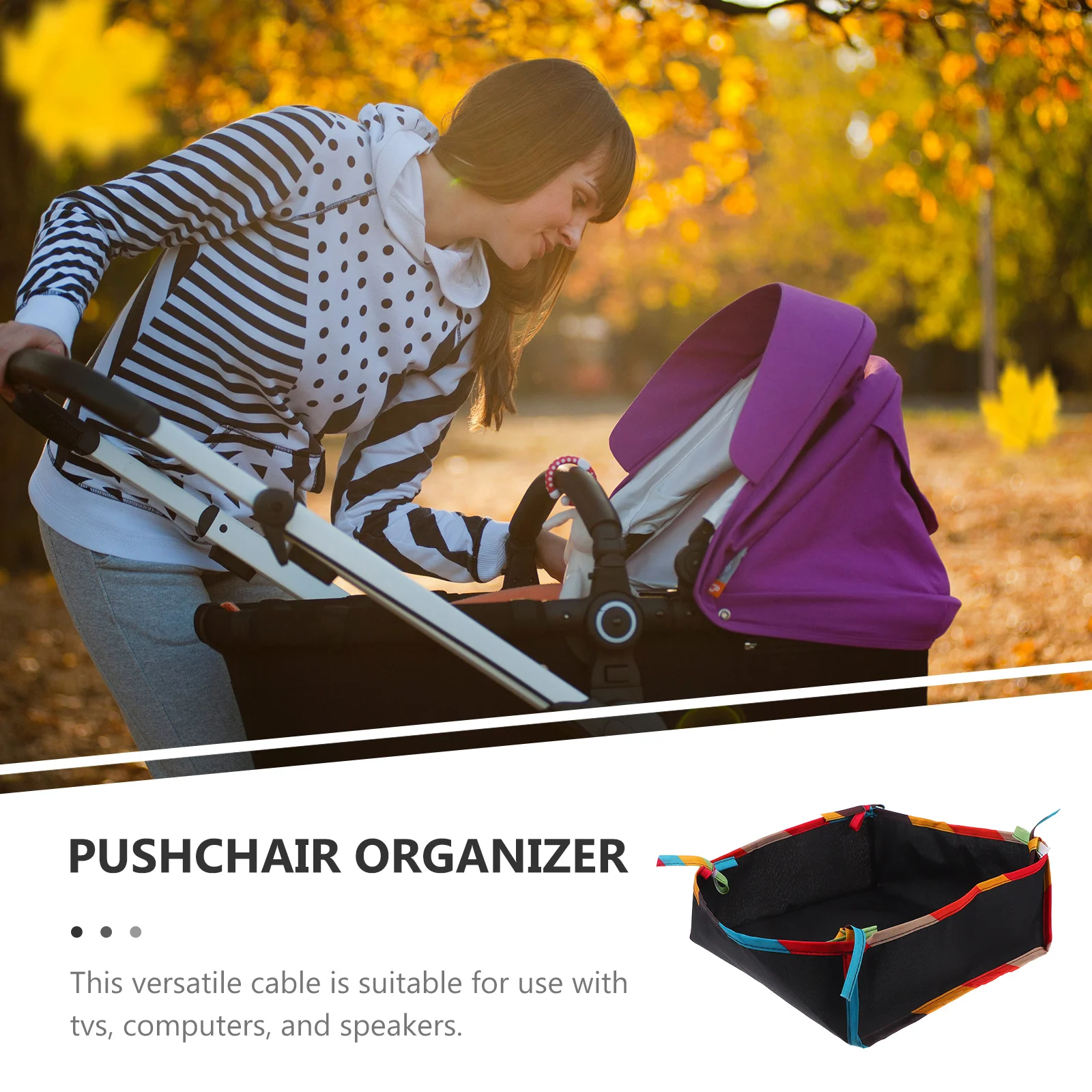 Baby Pushchair Organizer Pram Bag Oxford Cloth Stroller Bottom Basket Multi-Functional Storage Portable Foldable Stroller