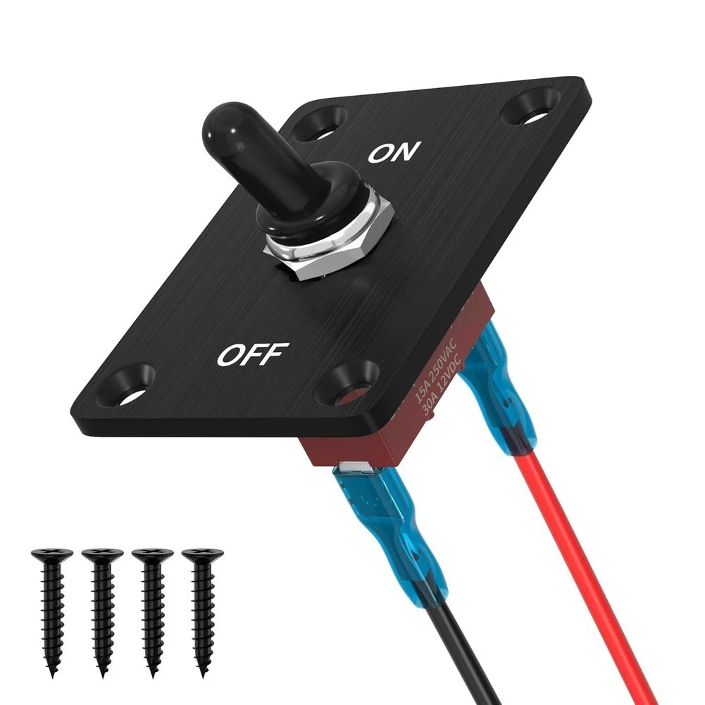 SPST For Toggle Switch Rated 12V DC 30A with Mounting Bracket and Terminals for Marine RV Motorcycle and Industrial Control
