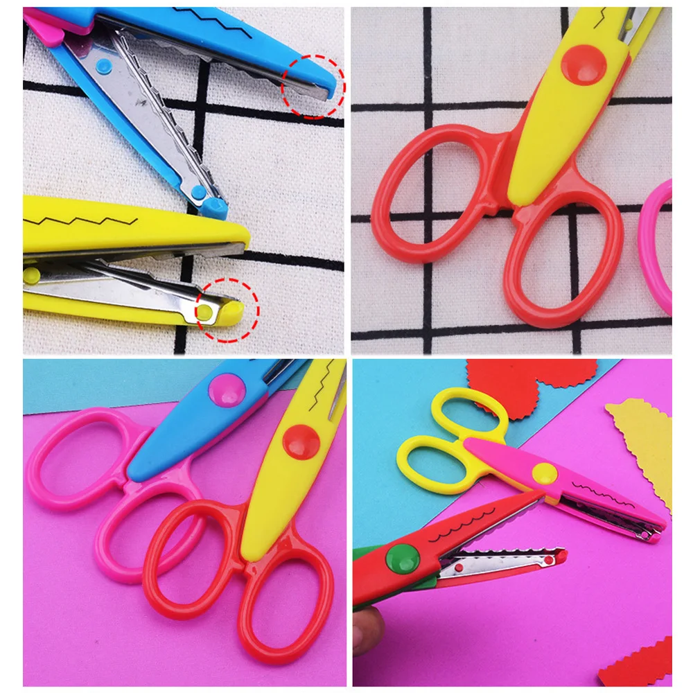 Children's Scissors Mini Paper Cutting Scissors Wavy Pattern Paper Cuttings Lace Scissors Safety Stationery Scissor Art Tool
