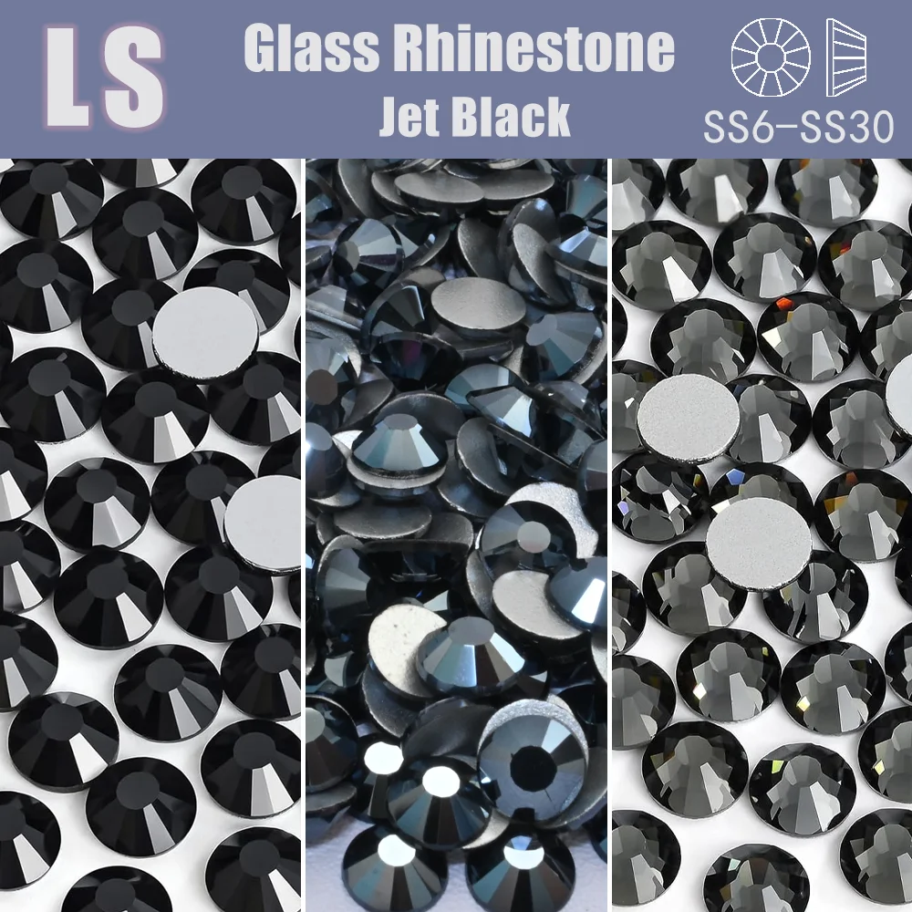SS3-SS30 Jet Hematite Non HotFix Rhinestone Flatback Stone Glass Crystal Glitter Strass DIY Nail Decorations Стразы 네일파