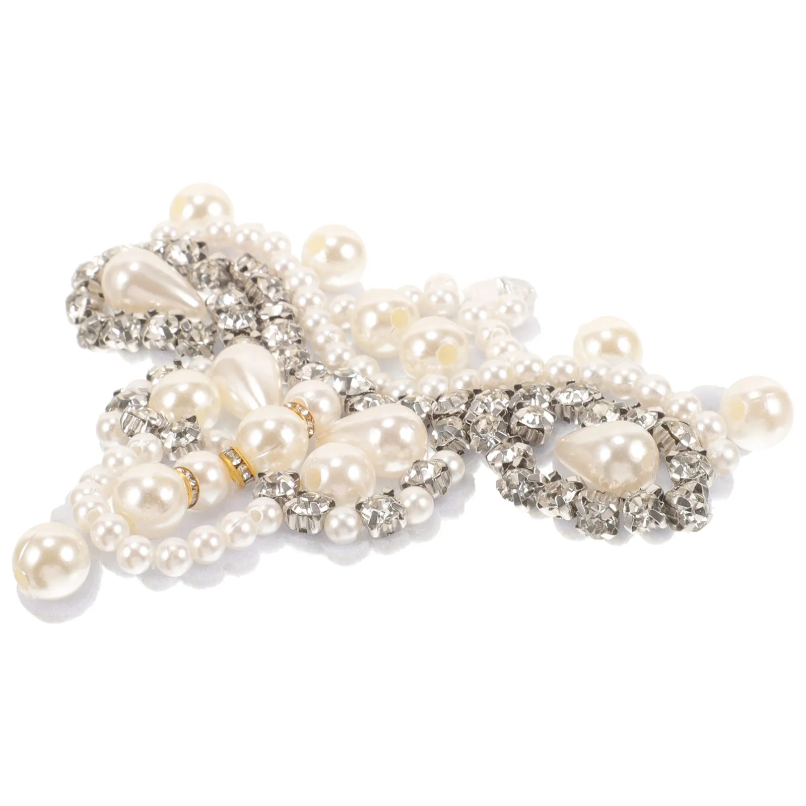 

Rhinestone Pearl Flower Patch Decorative DIY Applique for Clothes Jackets Bags Repairs Crafts Clothing Accessories