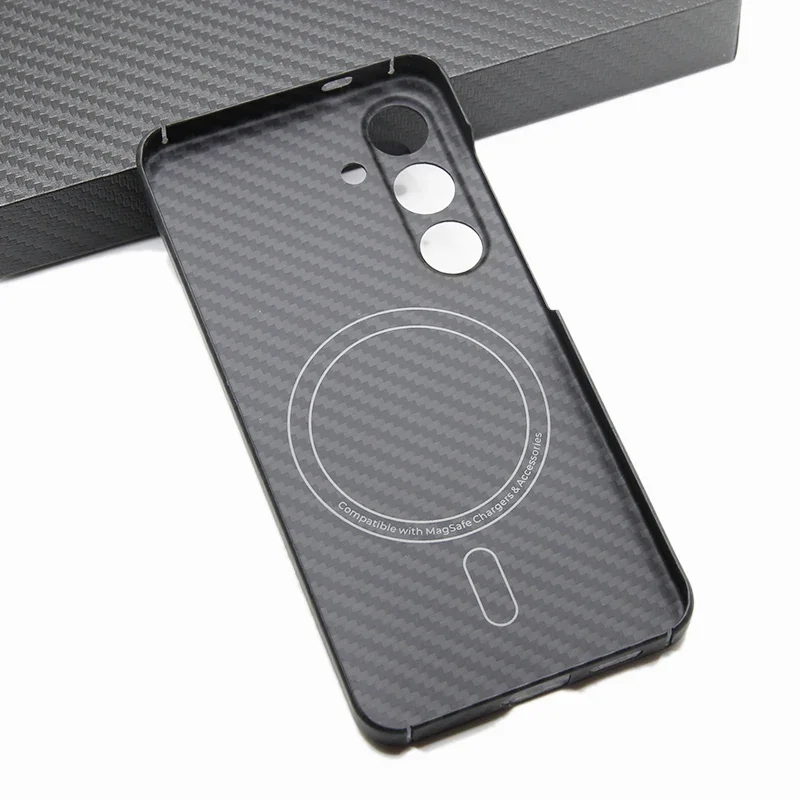 

ZXKE Carbon Fiber Case For Samsung Galaxy S24 S24Plus Embedded Iron Sheet Magnetic Car Support Magsafe Aramid Fiber Shell
