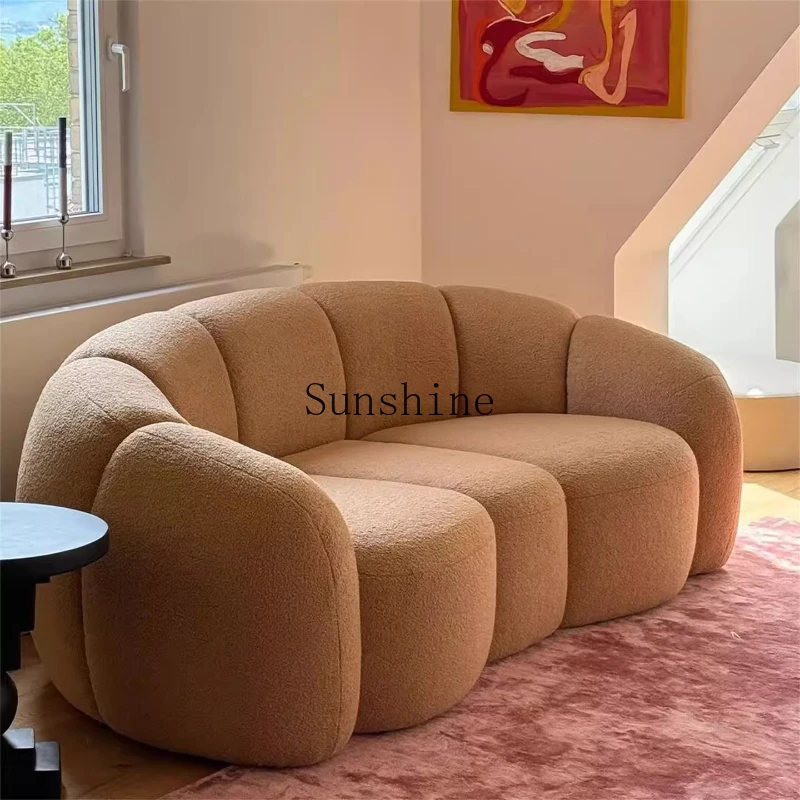 

Italian minimalist modern curved high-end lamb wool fabric sofa
