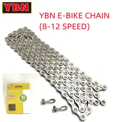 YBN E-Bike Chain 8 9 10 11 12 Speed Electric Sport Bicycle Chains 136 Links Anti-Rust Ebike Parts With Magic Buckle