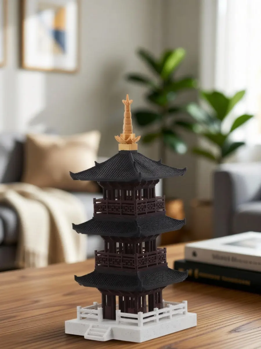 Chinese Pagoda Sculpture Miniature Traditional 5-Tier Tower Decor for Bonsai Aquarium Terrarium Landscaping Asian Garden Decor